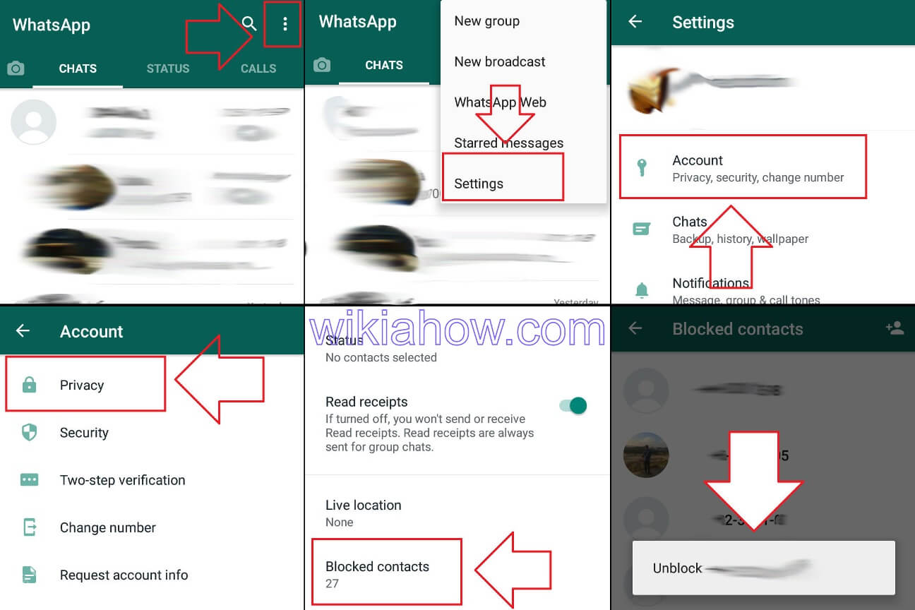 How to unblock a number on Android in WHATSAPP 