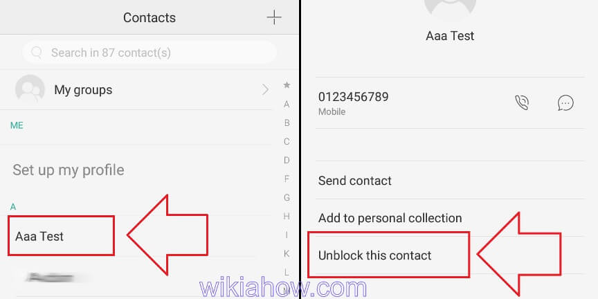 How to unblock a number on android through PHONE CONTACT