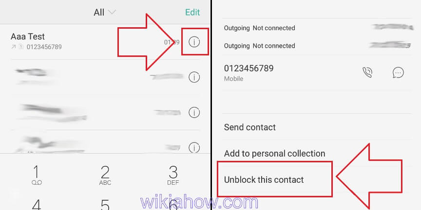 How to unblock a number on android with a RECENT CALL