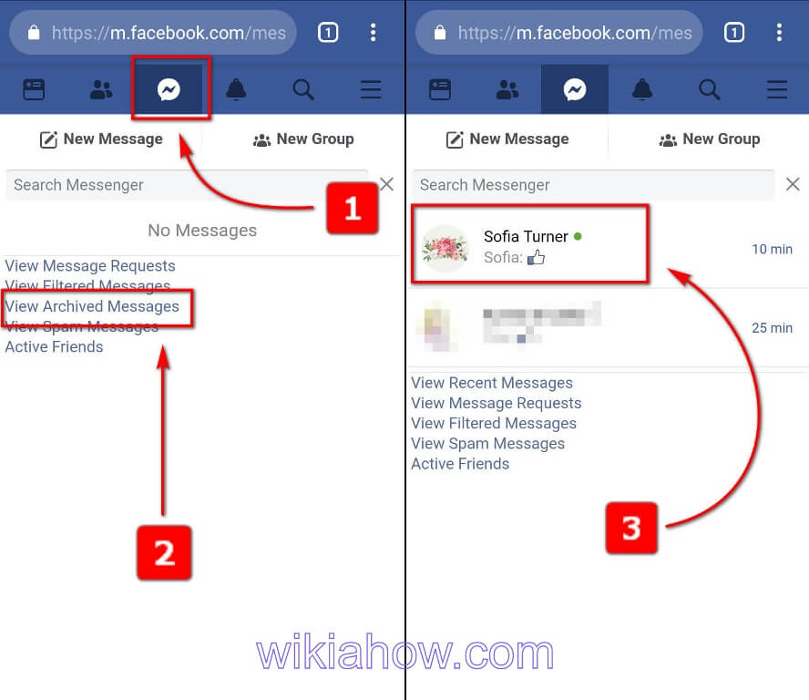 View Archived Facebook Messages with Android Browser